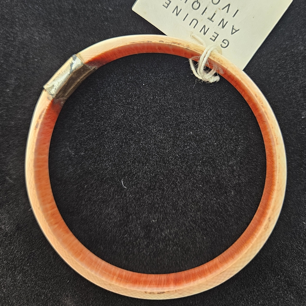 Genuine Antique Ivory Orange Bangle